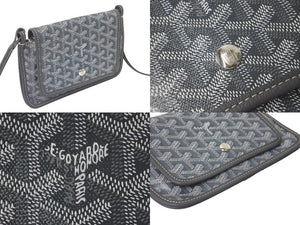 新品同様 GOYARD ゴヤール プリュメ ショルダーバッグ レザー PVC グレーシルバー金具中古 4c074786