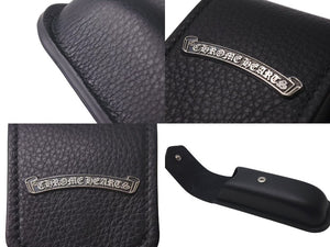 CHROME HEARTS クロムハーツ レザーアイウェアケース 眼鏡ケース ブラック レザー シルバー925 美品 中古 4c074795