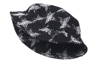 CHANEL シャネル バケットハット ツイード 帽子 サイズL ロゴ刺繍 ブラック ホワイト コットン 美品 中古 4c074797
