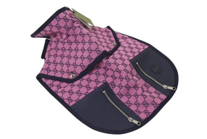 未使用 GUCCI グッチペット トレンチコート 695730 サイズM GGキャンバス レザー ピンク ネイビー ペット用 中古 4c074799 