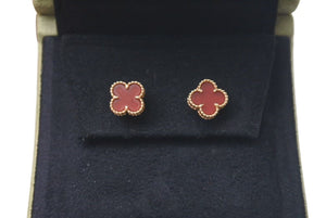 新品同様 Van Cleef & Arpels ヴァンクリーフ＆アーペル スウィート アルハンブラ ピアス VCARN6BO00 カーネリアン Au750刻印 中古 4c074810