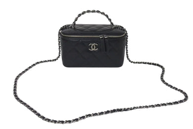 極美品 CHANEL シャネル チェーンショルダーバッグ 2WAYバニティバッグ ココマーク ランダム番台 ブラック ラムスキン 中古 4c074815