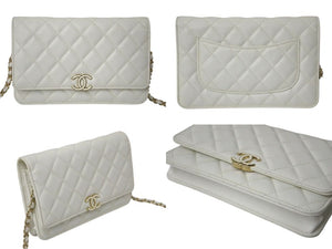 極美品 CHANEL シャネル マトラッセ チェーンショルダーウォレット シングルフラップ 30番台 キャビアスキン 中古 4c074817