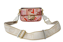 Load image into Gallery viewer, 極美品 FENDI フェンディ ミニバゲット スモール ショルダーバッグ 8BS017 ズッカ柄 マルチカラー キャンバス レザー ゴールド金具 中古 4c074818