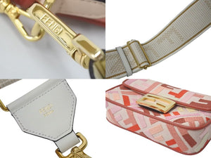 極美品 FENDI フェンディ ミニバゲット スモール ショルダーバッグ 8BS017 ズッカ柄 マルチカラー キャンバス レザー ゴールド金具 中古 4c074818