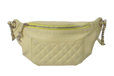 CHANEL シャネル ウエストバッグ 27番台 A57832 ココマーク キルティング ラムスキン イエロー ゴールド金具 良品 中古 4c074819