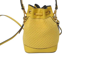 極美品 FENDI フェンディ モントレゾール ミニ 2WAYバッグ ハンドバッグ ショルダーバッグ 8BS010 イエロー ブルー 中古 4c074822