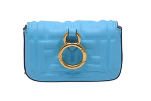 FENDI フェンディ Nano Bucket Charm Keychain ナノバケット チャーム キーホルダー ターコイズブルー 7AR844 美品 中古 4c074823