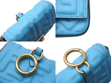 Load image into Gallery viewer, FENDI フェンディ Nano Bucket Charm Keychain ナノバケット チャーム キーホルダー ターコイズブルー 7AR844 美品 中古 4c074823