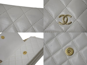 CHANEL シャネル チェーンウォレット ショルダーバッグ ココマーク ホワイト ラムスキン ランダム番台 ゴールド金具 美品 中古 4c074826