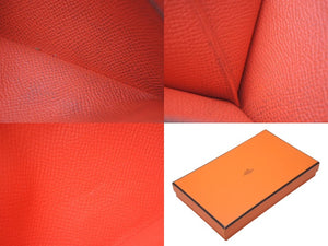 HERMES エルメス ベアンスフレ ヴォーエプソン ルージュカザック 長財布 シルバー金具 T刻印 中古 4c074833