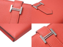 Load image into Gallery viewer, HERMES エルメス ベアンスフレ ヴォーエプソン ルージュカザック 長財布 シルバー金具 T刻印 中古 4c074833