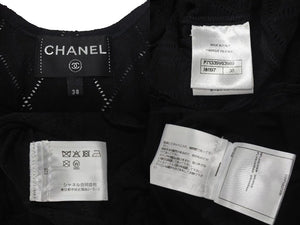 極美品 CHANEL シャネル ワンピース ノースリーブ レース ココマーク ブラック サイズ38 中古 4c074856