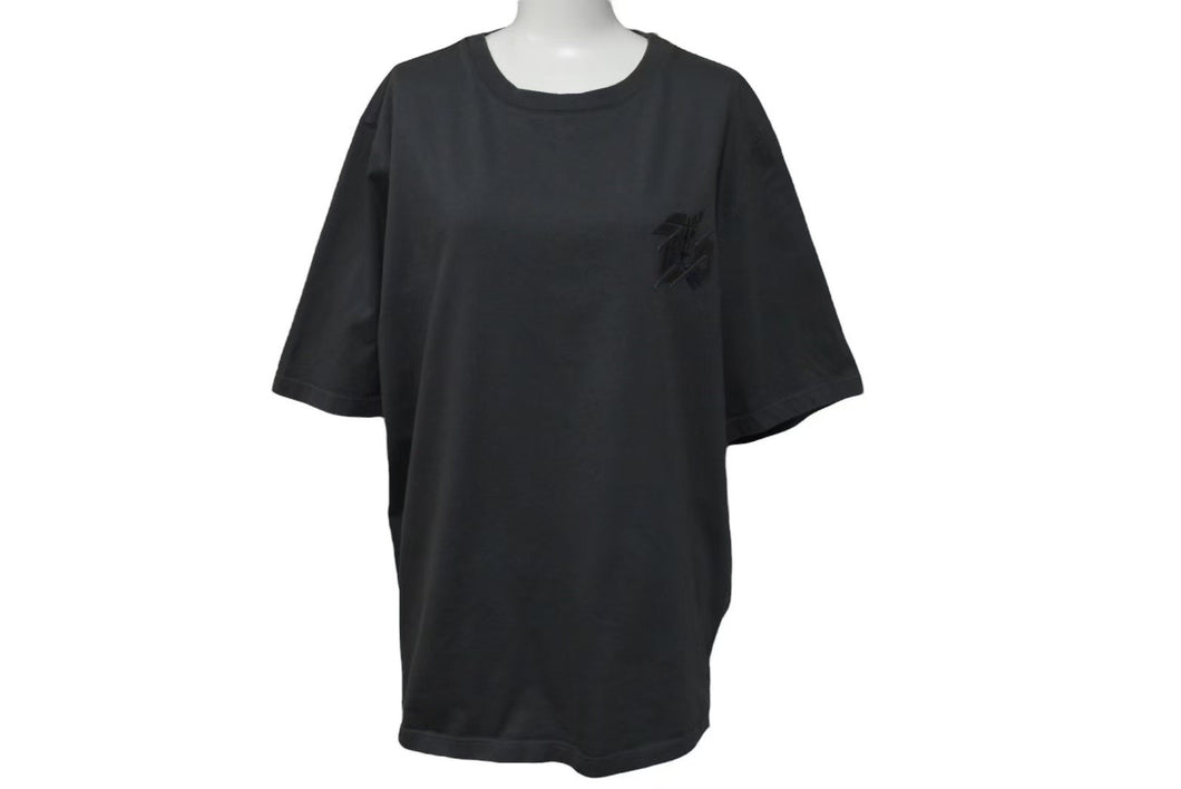 HERMES エルメス Leather patch T shirt レザーパッチ Tシャツ コットン100% グレー サイズ L 美品 中古 4c074857