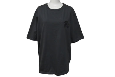 HERMES エルメス Leather patch T shirt レザーパッチ Tシャツ コットン100% グレー サイズ L 美品 中古 4c074857