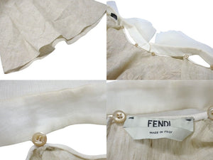 FENDI フェンディ Floral-Appliqué Dress フローラルアップリケ リネンミディドレス サイズ36 美品 中古 4c074858 