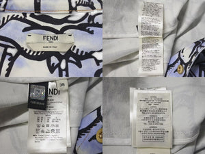 極美品 FENDI フェンディ 花柄デニムドレス フローラルプリントデニムドレス FLD525AC5C 36 中古 4c074859 