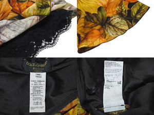 極美品 DOLCE&GABBANA ドルチェアンドガッバーナ Fall leaf rayon dress 秋の葉 ドレス レーヨン オレンジ 36 中古 4c074861