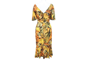 極美品 DOLCE&GABBANA ドルチェアンドガッバーナ Fall leaf rayon dress 秋の葉 ドレス レーヨン オレンジ 36 中古 4c074861