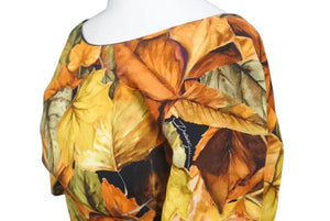 極美品 DOLCE&GABBANA ドルチェアンドガッバーナ Fall leaf rayon dress 秋の葉 ドレス レーヨン オレンジ 36 中古 4c074861