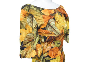 極美品 DOLCE&GABBANA ドルチェアンドガッバーナ Fall leaf rayon dress 秋の葉 ドレス レーヨン オレンジ 36 中古 4c074861