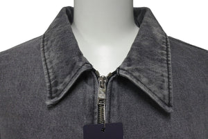 以前同様 PRADA プラダ 23AW ジップアップ デニムジャケット GEC086 グレー トライアングル コットン シルバー金具 サイズXL 中古ロゴ 4c074887 