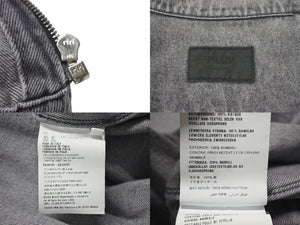 以前同様 PRADA プラダ 23AW ジップアップ デニムジャケット GEC086 グレー トライアングル コットン シルバー金具 サイズXL 中古ロゴ 4c074887 