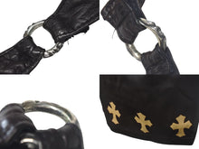 Load image into Gallery viewer, CHROME HEARTS クロムハーツ レザーワンピース ノースリーブ ブラウン クロスパッチ ダガー サイズS 美品 中古 4c074888