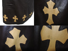 Load image into Gallery viewer, CHROME HEARTS クロムハーツ レザーワンピース ノースリーブ ブラウン クロスパッチ ダガー サイズS 美品 中古 4c074888