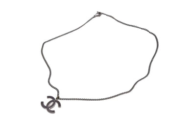 CHANEL シャネル ネックレス ココマーク アクセサリー 05A刻印 フランス製 メタル シルバー ブラック 美品 中古 4c074907