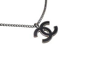 CHANEL シャネル ネックレス ココマーク アクセサリー 05A刻印 フランス製 メタル シルバー ブラック 美品 中古 4c074907