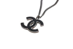 CHANEL シャネル ネックレス ココマーク アクセサリー 05A刻印 フランス製 メタル シルバー ブラック 美品 中古 4c074907