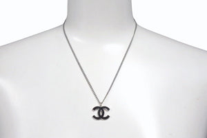 CHANEL シャネル ネックレス ココマーク アクセサリー 05A刻印 フランス製 メタル シルバー ブラック 美品 中古 4c074907