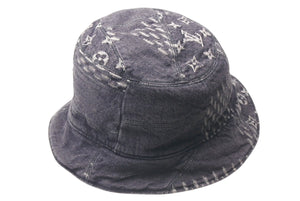 極美品 LOUIS VUITTON ルイヴィトン ハット MP2746 NIGO ボネ・ダミエ ジャイアントウェーブ モノグラム ブラック サイズ60 中古 4c075910