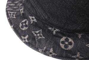 極美品 LOUIS VUITTON ルイヴィトン ハット MP2746 NIGO ボネ・ダミエ ジャイアントウェーブ モノグラム ブラック サイズ60 中古 4c075910