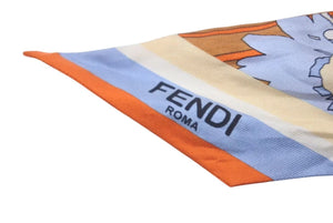 FENDI フェンディ スカーフ ストール ツイリー 花柄 シルク ブラウン オレンジ 美品 中古 4c074957