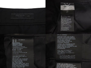 極美品 PRADA プラダ カーゴパンツ ボトムス 98339 トライアングルロゴ ナイロン ブラック シルバー金具 サイズ58 中古 4c074962 