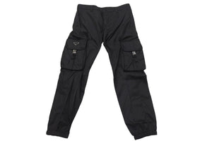 極美品 PRADA プラダ カーゴパンツ ボトムス 98339 トライアングルロゴ ナイロン ブラック シルバー金具 サイズ58 中古 4c074962 