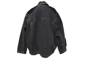 極美品 Song for The Mute ソングフォーザミュート ジップアップデニムジャケット コットン ブラック シルバー金具 サイズ48 中古 4c074964