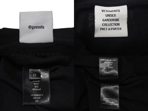 極美品 VETEMENTS ヴェトモン X-Large Logo Tee X-LARGE 半袖Tシャツ UE63TR860B ロゴ サイズO ブラック 刺繍 中古 4c074972 