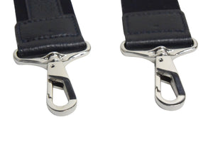 PELLE MORBIDA ペッレモルビダ 肩掛けショルダーストラップ コットン レザー ブラック ネイビー シルバー金具 美品 中古 4c074981