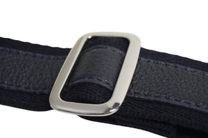 PELLE MORBIDA ペッレモルビダ 肩掛けショルダーストラップ コットン レザー ブラック ネイビー シルバー金具 美品 中古 4c074981