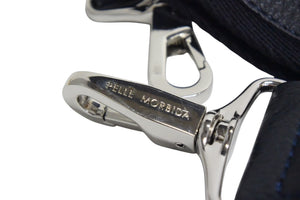 PELLE MORBIDA ペッレモルビダ 肩掛けショルダーストラップ コットン レザー ブラック ネイビー シルバー金具 美品 中古 4c074981