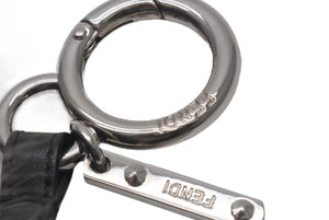 極美品 FENDI フェンディ ファー イニシャル ポンポンチャーム キーホルダー バッグチャーム シルバー金具 S 中古 4c074985