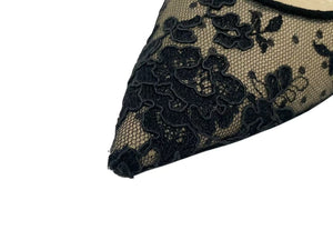 JIMMY CHOO ジミーチュウ LOVE85 レースパンプス ハイヒール レース レザー ブラック ベージュ サイズ37 1/2 美品 中古 4c075010