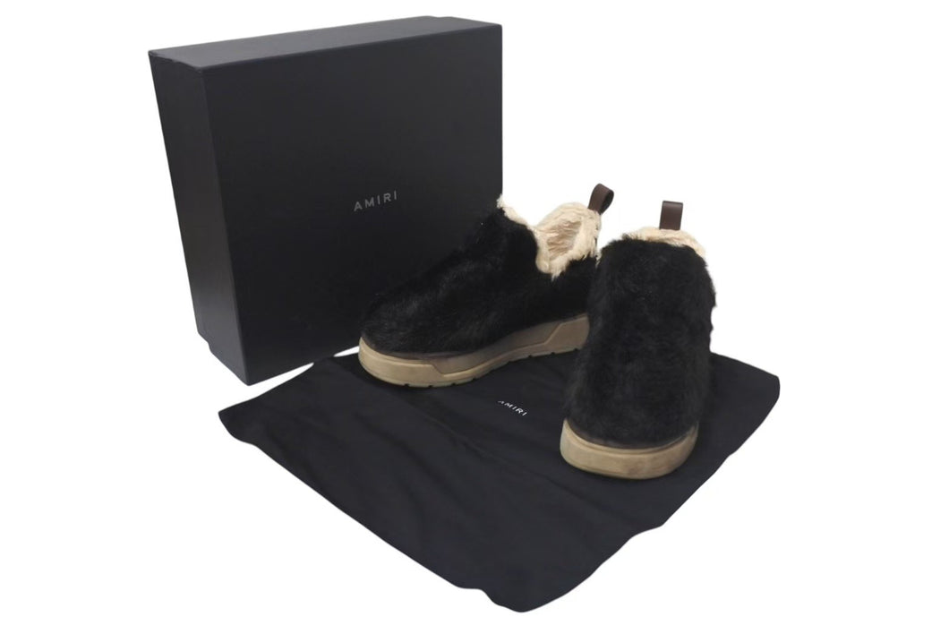 AMIRI アミリ FAUX FUR MALIBU ANKLE BOOTS フェイクファー マリブアンクルローカットブーツ AW23MFB004 ブラック 美品 中古 4c075023 