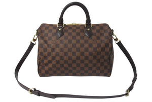 極美品 LOUIS VUITTON ルイヴィトン スピーディ バンドリエール30 ハンドバッグ N41367 ダミエ エベヌ ゴールド金具 中古 4c075031