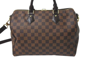 極美品 LOUIS VUITTON ルイヴィトン スピーディ バンドリエール30 ハンドバッグ N41367 ダミエ エベヌ ゴールド金具 中古 4c075031