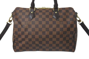 極美品 LOUIS VUITTON ルイヴィトン スピーディ バンドリエール30 ハンドバッグ N41367 ダミエ エベヌ ゴールド金具 中古 4c075031