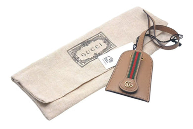 新品未使用品 GUCCI グッチ クロシェット シェリーライン GGロゴ 小物 レザー ブラウン ゴールド金具 中古 4c075045